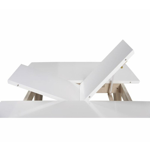 Tables à manger Table extensible L120-160 cm MALENA scandinave bois et blanc
