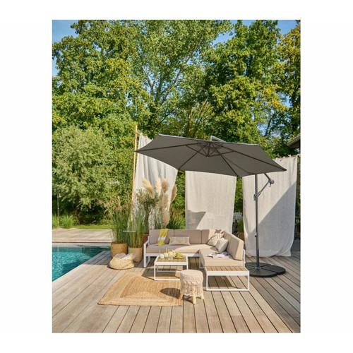 But - Salon dangle jardin avec table COPACABANA aluminium blanc et bois But  - Ensembles canapés et fauteuils