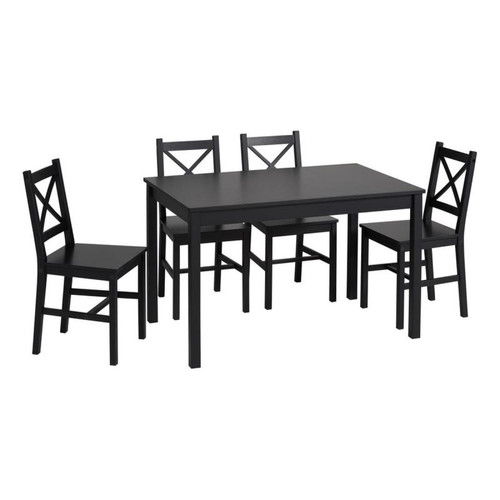 But - Coin repas table + 4 chaises OWEN noir - Chaise salle manger confortable