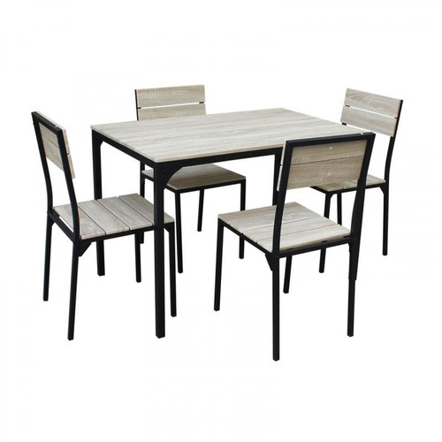 But Ensemble table + 4 chaises EDISON Noir et Imitation chêne