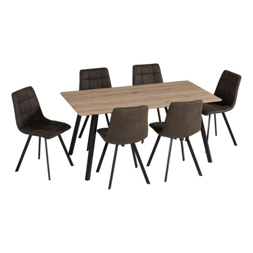 But - Table+ 6 chaises SAVINA 2 imitation chêne sonoma - Tables à manger Rectangulaire