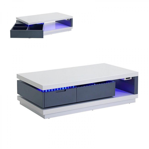 But - Table basse LED design FEVER Blanc et gris But   - Tables basses Rectangulaire