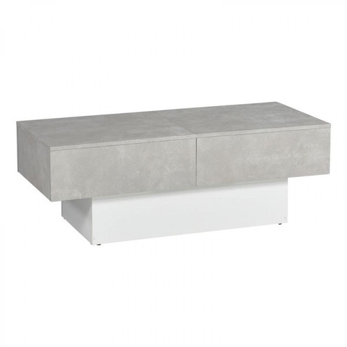 But - Table basse rectangulaire CARLA imitation béton/ blanc - Table basse beton