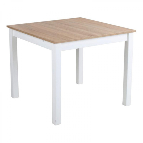But - Table carré L.90/130 RUBEN Blanc/Chêne sonoma - Tables à manger