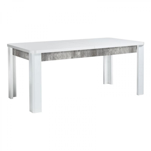 But - Table L.180 + allonge CESENA blanc laqué/ imitation béton - Tables à manger Oui