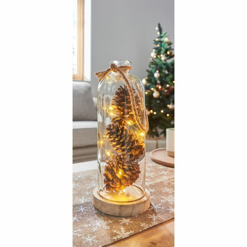 Feeric Christmas - Vase avec Pomme de Pin et LED Verre - FEERIC CHRISTMAS Feeric Christmas  - Décorations de Noël