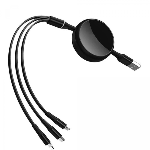 Cabling - CABLING®3 en 1 Câble de Charge rétractable [1.1M], Charge Rapide 3A Lightning/Type C/Micro USB  comp - Câble Lightning