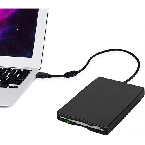 Cabling CABLING®Lecteur de disquettes externe noir; Floppy 3,5 pouces USB pour disquettes; USB 2.0; 1.44 MB; lecteur de disquettes portable et ultra petit; Plug and Play Windows 10