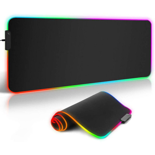Cabling CABLING®RGB Tapis de Souris Gaming, 800 x 300 x 4 mm LED Lumineuse Tapis de Souris,Surface antiderapant pour Les Joueurs de l’Ordinateur PC et du Mac