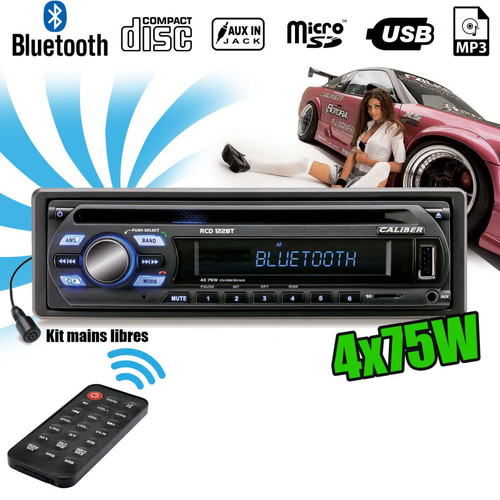 Caliber - Autoradio Caliber RCD122BT 75W x 4 - Bluetooth - CD-RDS-USB-SD-MP3-AUX-FM - Télécommande - Multimédia