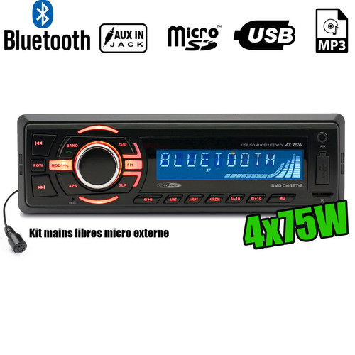 Caliber - Autoradio Caliber RMD046BT-2 75W x 4 - Bluetooth - RDS-USB-SD-MP3-AUX-FM - Radio, lecteur CD/MP3 enfant