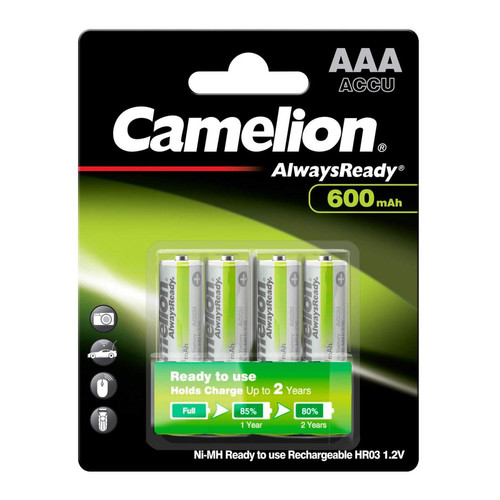 Accessoires et pièces Camelion Pack de 4 piles rechargeables Camelion AlwaysReady Micro AAA 600mA