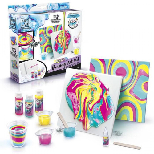 Canal Toys - ART LAB Pouring Paint - Kit de Peinture theme Rainbow - Coffret pour enfant - Peinture acrylique - Dessin et peinture