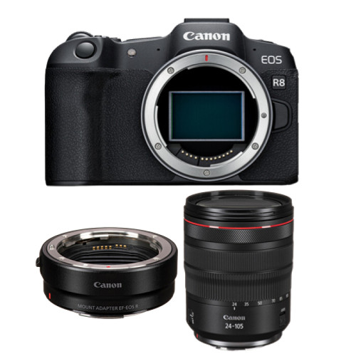 Canon - Canon EOS R8 Boîtier + EF-EOS R + RF 24-105 mm f4-7.1 IS STM Canon  - Appareil Photo Canon