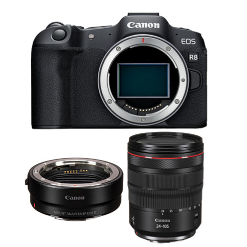 Canon - Canon EOS R8 Boîtier + EF-EOS R+ RF 24-105 mm f4L IS USM Canon  - Hybride Canon Appareil Hybride