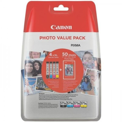 Canon - Cartouche d'Encre - Imprimante CANON Pack de 4 cartouches d'encre CLI-571 XL grande capacité Noir/Cyan/Magenta/Jaune (CLI571XL) Canon  - Canon cli 571