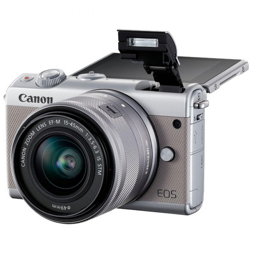 Canon - EOS M100 Argent + EF-M 15-45 mm IS STM + Étui jaune - Appareil compact