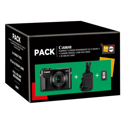 Canon - Pack G7X Mark II Noir + Etui + Carte 32Gb - Pack appareil photo Appareil Photo