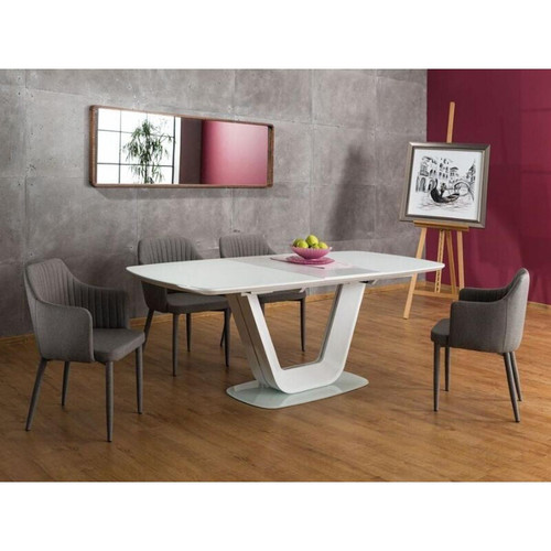 Carellia - Table à manger design extensible 140 cm-200 cm x 90 cm x 75 cm - Blanc - Tables à manger Oui