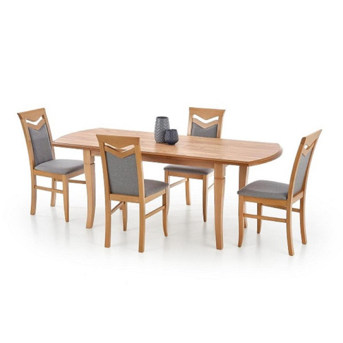 Carellia - Table à manger extensible rectangulaire 160-240 cm x 80 cm x 74 cm - Chêne naturel - Tables à manger Oui