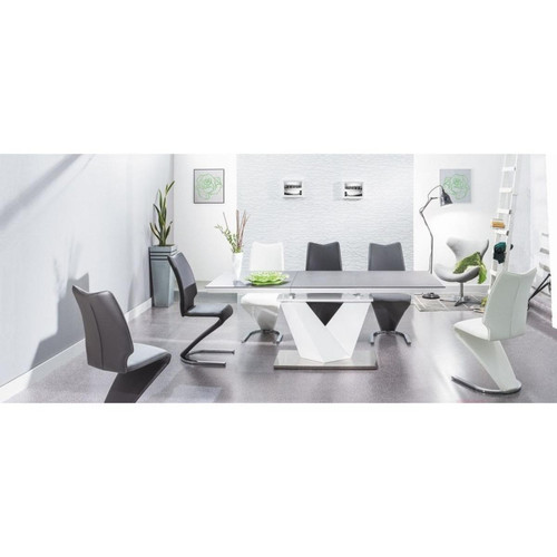 Carellia - Table à manger rectangulaire extensible 160-220 cm x 90 cm x 75 cm - Noir/Blanc - Tables à manger Oui