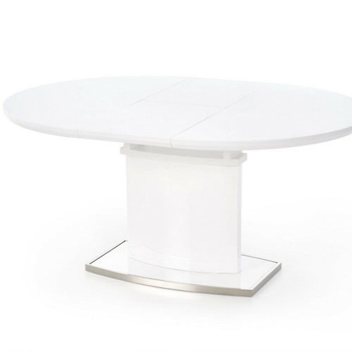 Carellia - Table à manger extensible 120-160 cm x 120 cm x 76 cm - Blanc - Table extensible 12 personnes