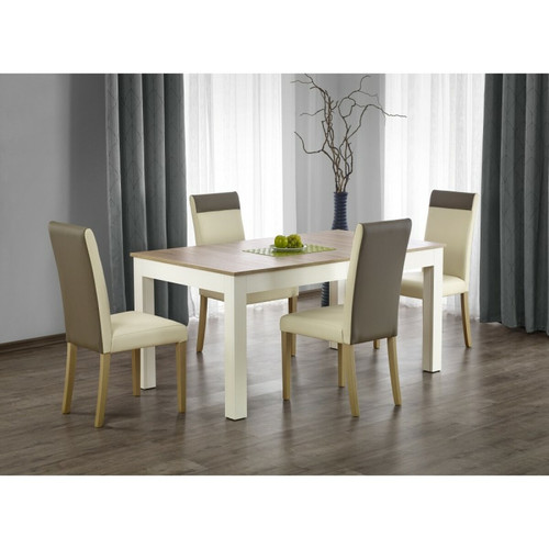 Carellia - Table à manger extensible 160-300 x 90 x 76 cm - Chêne sonoma/Blanc - Table extensible 12 personnes