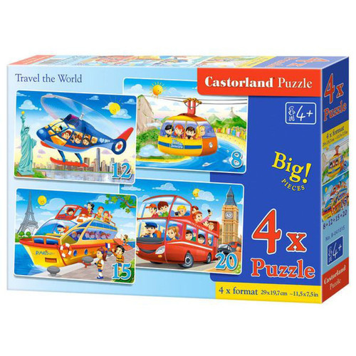 Accessoires et pièces Castorland Travel the World, 4x Puzzle(8+12+15+20) - Castorland