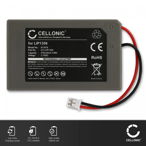 CELLONIC CELLONIC® Batterie de remplacement LIP1359 pour Sony Playstation 3 Controller, PS3 Dualshock - 570mAh Accu Rechange pour Gamer, Manette, Console