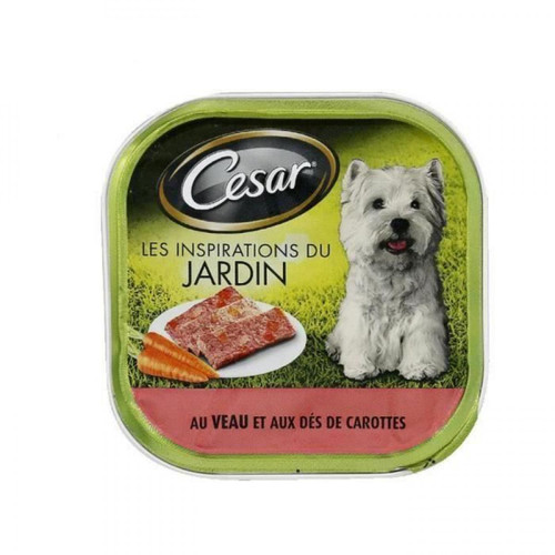 Alimentation humide pour chien Cesar Barquette en terrine au veau et aux carottes 300 g (x20)