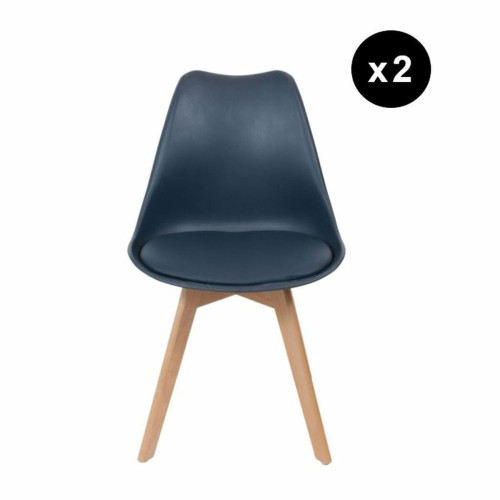 3S. x Home - Lot de 2 chaises scandinaves coque rembourée - bleu 3S. x Home  - Chaise coque