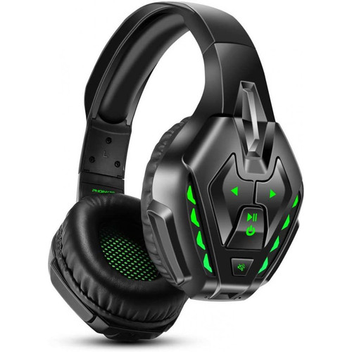 Chrono - Casque de jeu pour Xbox One, casque sans fil Bluetooth pour la musique, casque de jeu filaire pour PS4, PS5, PC, commutateur Nintendo avec micro antibruit et surround de basses 7.1, lumière LED(vert) - Casque de réalité virtuelle
