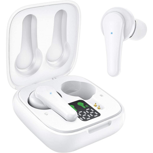 Chrono - Écouteur Bluetooth Écouteurs sans Fil Oreillettes Bluetooth 5.2 Intra Auriculaire Stéréo IPX5 Étanche Type-C 30H d'Autonomie Intégré Double Micro Contrôle Tactile pour iOS Huawei Samsung(Blanc) Chrono  - Ecouteurs intra-auriculaires
