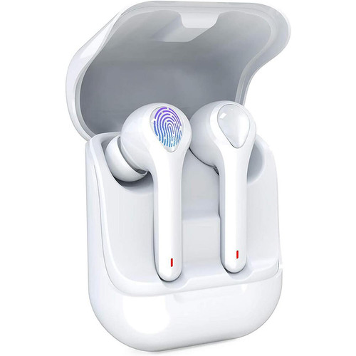 Chrono - Écouteur Bluetooth, IPX7 Écouteurs sans Fil Bluetooth 5.0 avec Réduction de Bruit avec Mic et Boîte de Charge, Stéréo 3D Oreillette Bluetooth avec Micro Intégré Contrôle Tactile et Écran LCD(Blanc) Chrono  - Chrono
