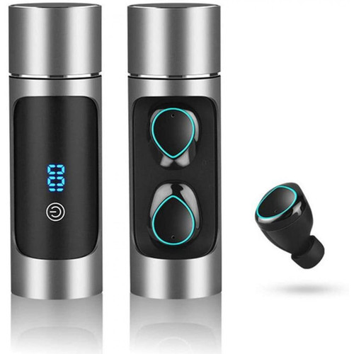 Chrono - Écouteurs Bluetooth 5.0 TWS 1000Mah Power Bank Casque Écouteurs intra-auriculaires HiFi sans fil Appel mains libres sport, Qualité sonore HiFi, Réduction intelligente du bruit(Argent) Chrono  - Son audio