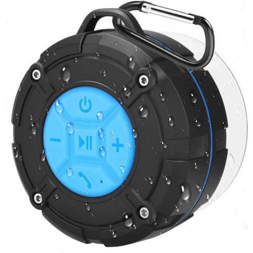 Chrono - Enceinte Bluetooth Portable,Étanche Haut-Parleur de Douche sans Fil IPX7 Parleur à Voix Haute stéréo de Bluetooth 4.2 avec Batterie 400mAh,Ventouse Puissante,pour la Plage,Piscine et Cuisine(Noir) Chrono  - Enceinte Multimédia