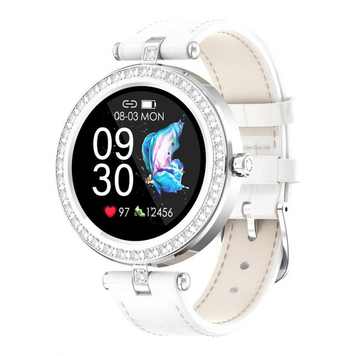Chrono - Montre connectée pour femmes, longue durée de vie de la batterie, support de suivi des sports, fréquence cardiaque / Bluetooth, lecture de musique pour Android / IOS / Samsung-Blanc Chrono   - Musique sport