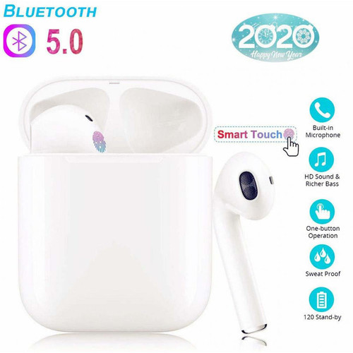 Chrono - Oreillettes Bluetooth 5.0 Casques sans Fil TWS I12 Pairage Automatique Écouteurs tactiles Écouteurs Intra-Auriculaires pour la Plupart des appareils Android et iOS Écouteurs-Blanc Chrono  - Ecouteurs Intra-auriculaires Ecouteurs intra-auriculaires