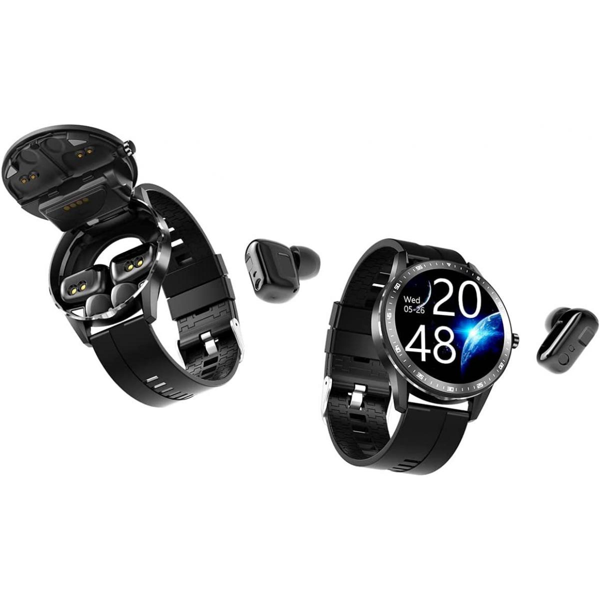 Chrono X6 2 en 1 montre intelligente avec écouteurs 512 Mo Smartwatch TWS Bluetooth écouteur fréquence cardiaque tensiomètre montre de sport Fitness Tracker?noir?