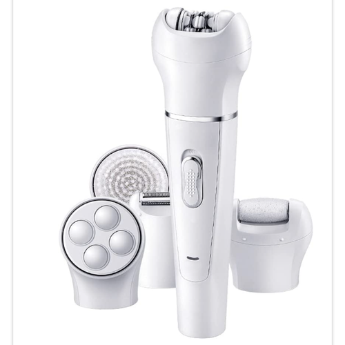 Chrono - 5-en-1 Épilateur électrique Bikini Trimmer Wet and Dry Rechargeable Lady Shaver Epilator Facial Massage Tool Kit, blanc - Epilateur