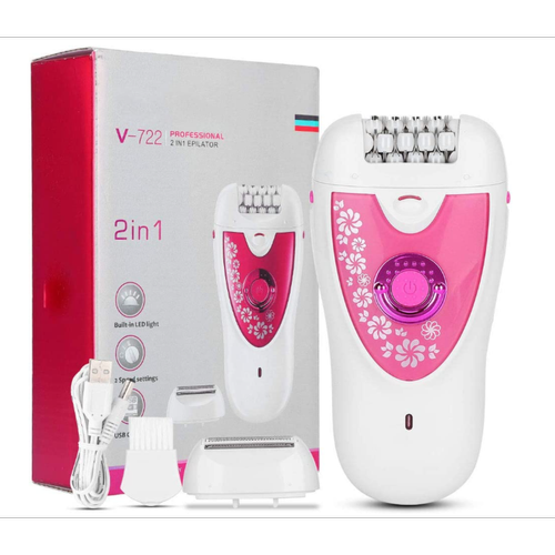 Epilateur Épilateur pour le corps Rasoir électrique pour femme Épilation portable indolore pour femme, rose