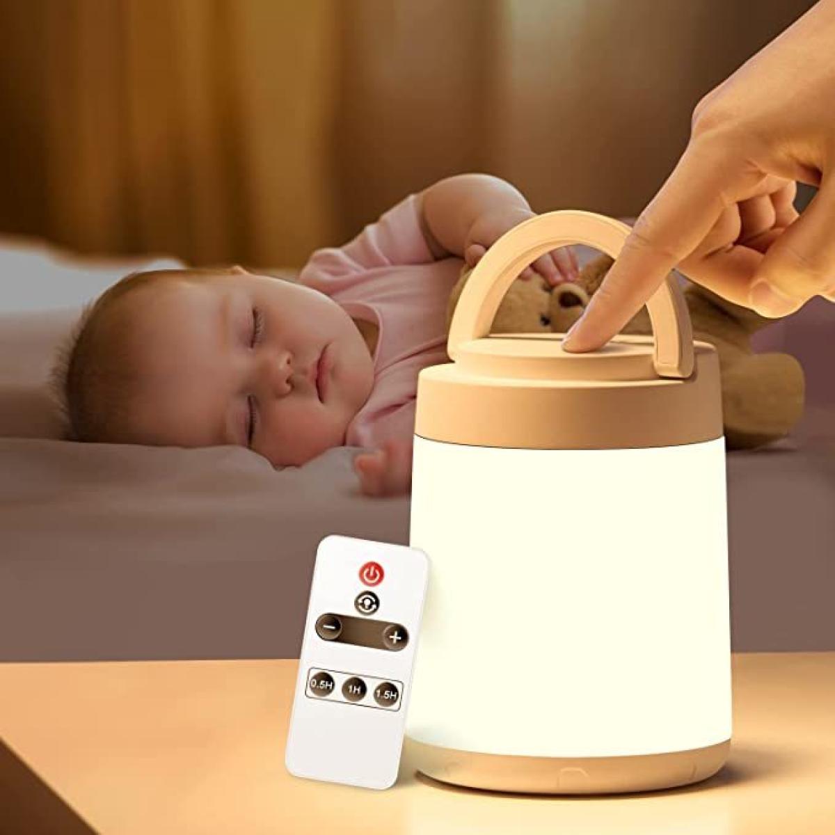 veilleuse enfant 3 couleurs à intensité variable lampe portable  rechargeable lampe de pépinière petite lumière tactile veilleuses pour  chambre (jaune)