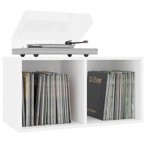 Chunhelife Boîte de rangement de vinyles Blanc 71x34x36 cm Aggloméré