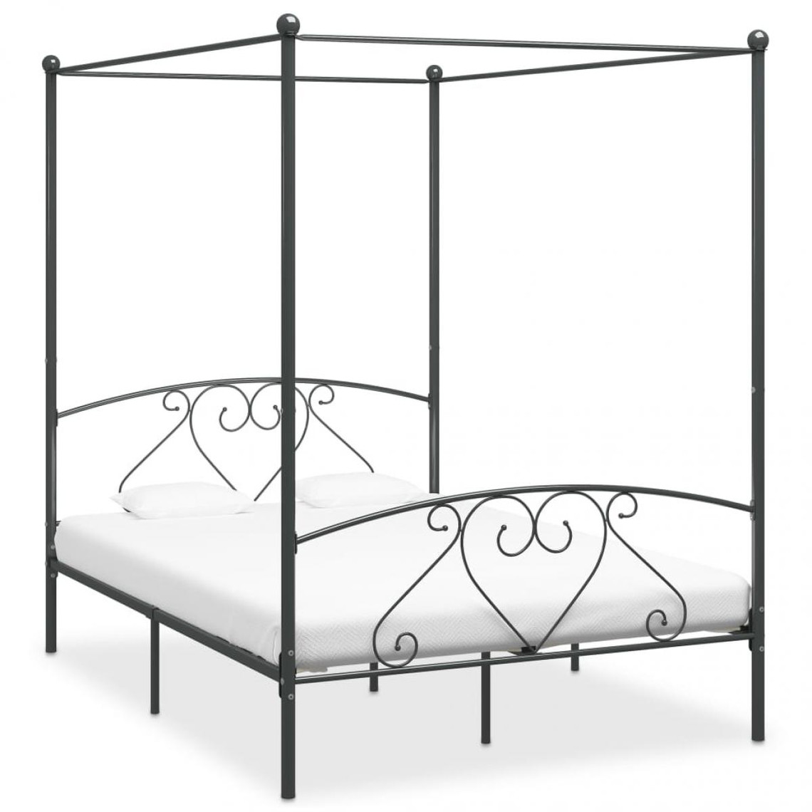 Chunhelife Cadre de lit à baldaquin Gris Métal 140 x 200 cm