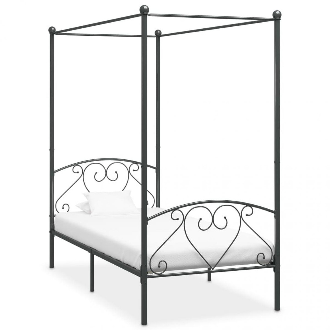 Chunhelife Cadre de lit à baldaquin Gris Métal 90 x 200 cm