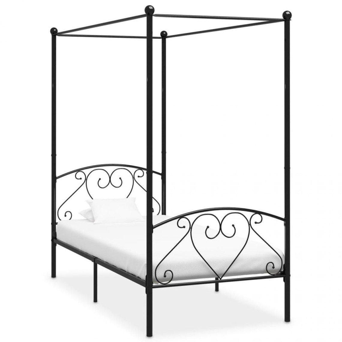Chunhelife Cadre de lit à baldaquin Noir Métal 120 x 200 cm