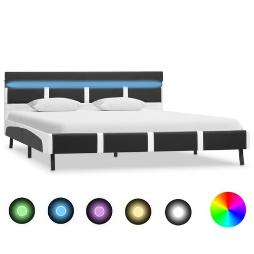 Chunhelife -Cadre de lit avec LED Gris Similicuir 140 x 200 cm Chunhelife  - Lit enfant Multicolor