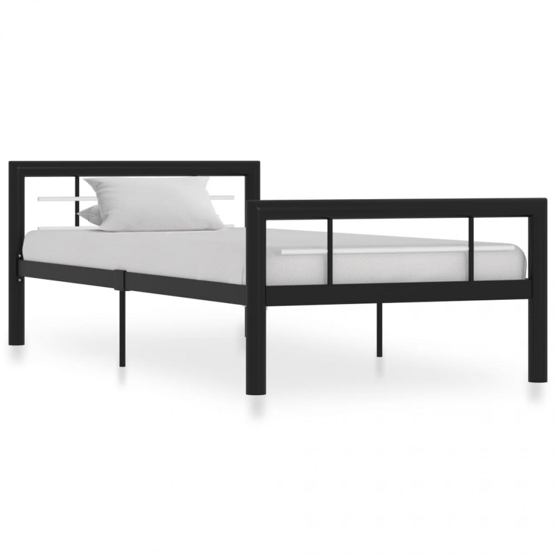 Chunhelife Cadre de lit Noir et blanc Métal 90 x 200 cm