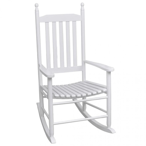 Chunhelife - Chaise à bascule avec siège incurvé Blanc Bois - Fauteuil à bascule Fauteuils