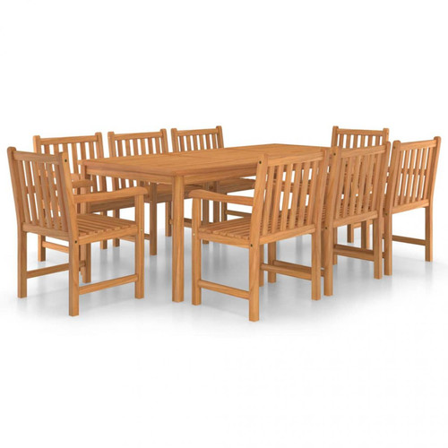 Ensembles tables et chaises Chunhelife Ensemble de salle à manger de jardin 9 pcs Bois de teck solide